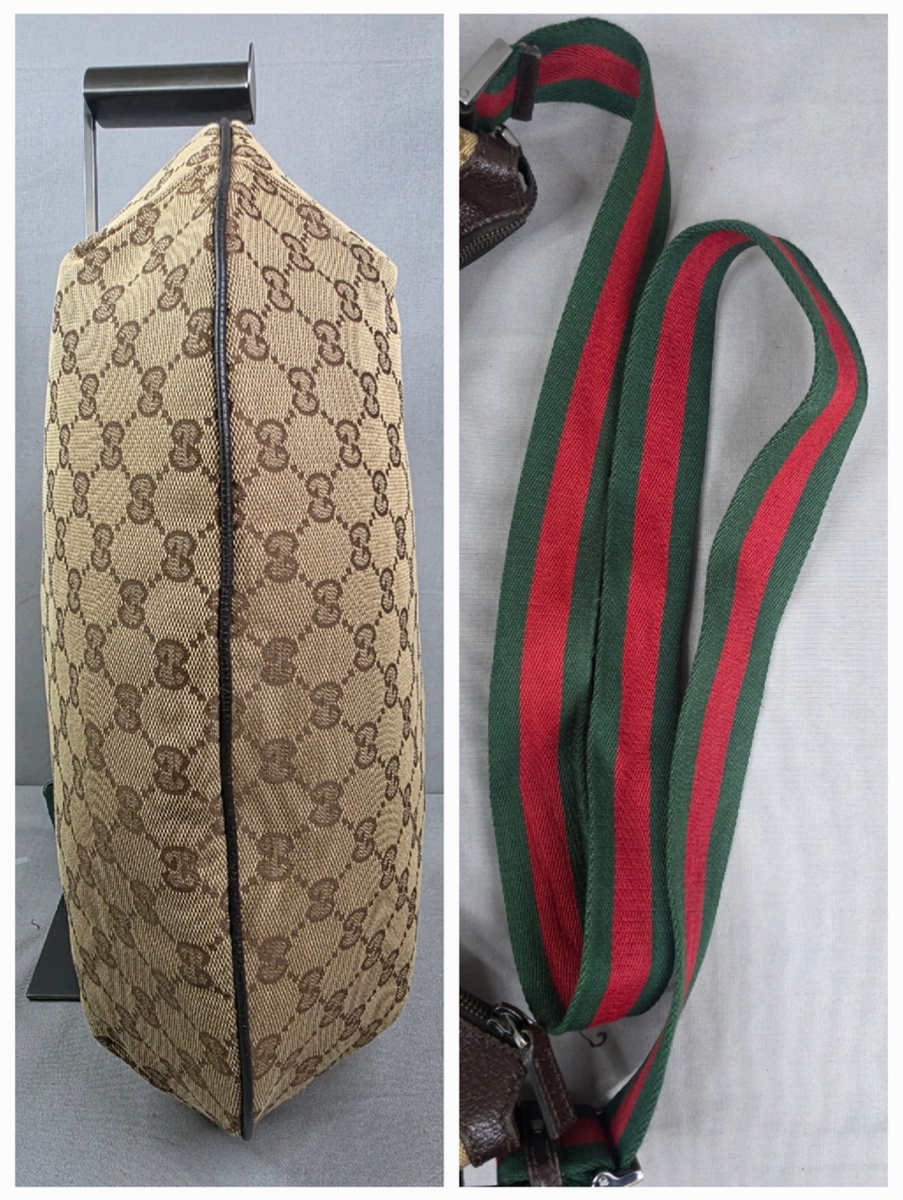 ✨️GUCCI GG Canvas Web Half Moon Crossbody Bag - Picture 13 of 16
